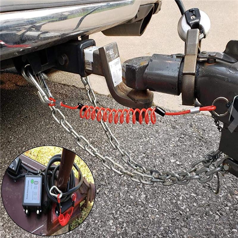 6' RV Trailer Brake Cable with Pin & Stainless Steel Spring Towing Coil Wire Safety Cable