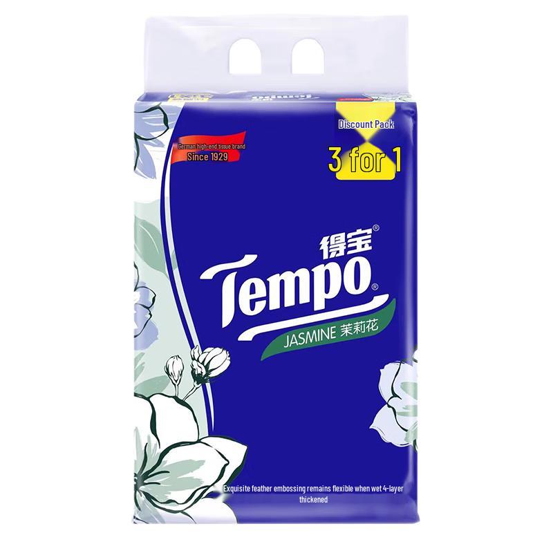 Tempo Jasmine Scented 4-Ply Facial Tissues (4 Packs x 90 Sheets)