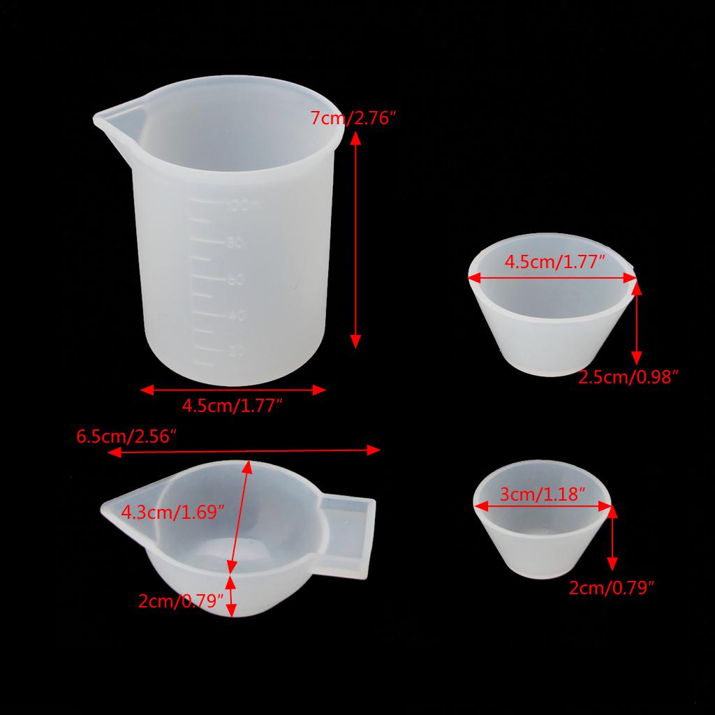 4 Pieces/Set Silicone Resin Measuring Cups Epoxy Resin Casting & Mixing Supplies