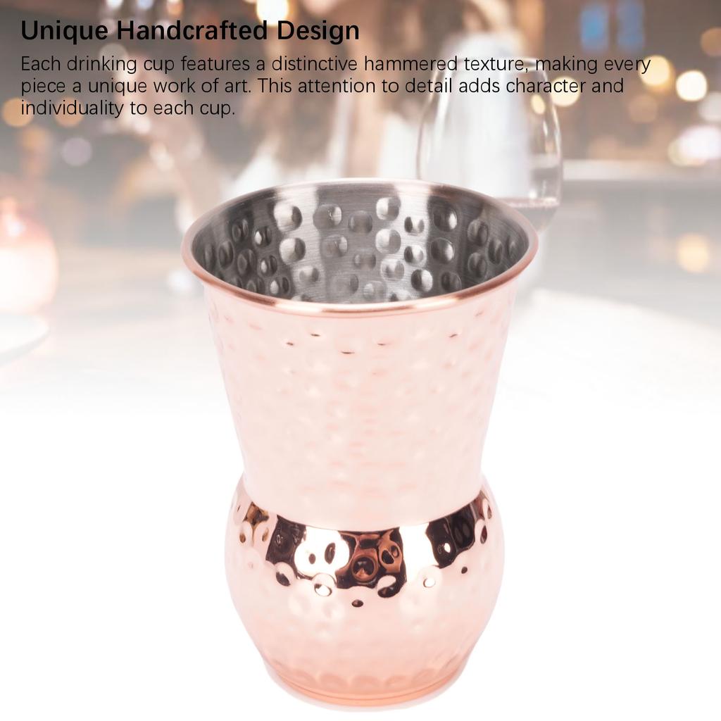 Młotkowany Kubek Różowe Złoto 400ml Stal Nierdzewna 304 Kubek do Picia na Koktajl Wino Napoje