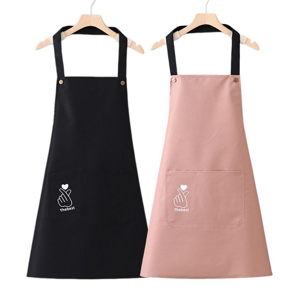 

Heart Printing Cooking Apron Solid color Sleeveless Overalls Household Cleaning Accessories світло-рожевий колір