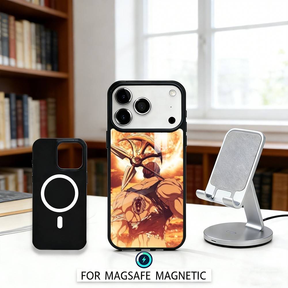 E-Escanor S-Sun Cartoon Phone Case Magnetic For iPhone17 16 15 14 13 12 Pro Max For Magsafe Wireless Charging Cover