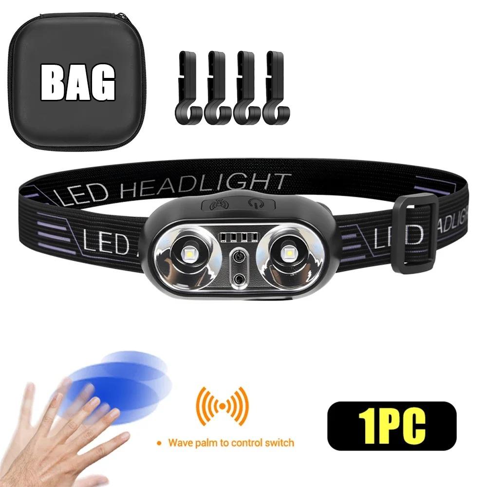 Induction LED Headlamps Mini USB Charging Headlight Camping Flashlight Led Head-Mounted Strong Light Fishing Portable Torch Lamp