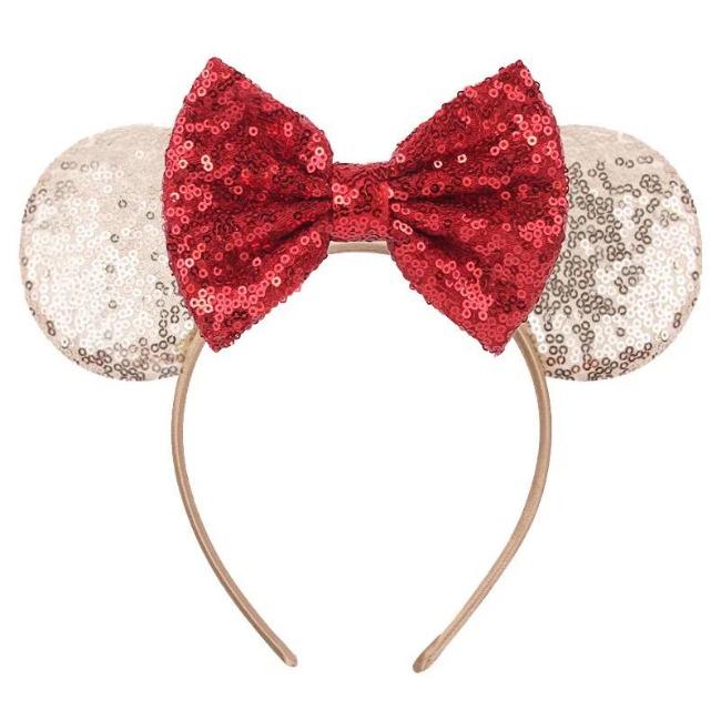 Silver Shinny Mouse Ears Headband For Girls Shinny Sequin Bow Hairband Festival Party Cosplay DIY Hair Accessories