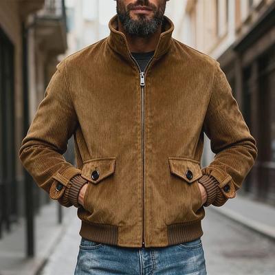 Streetwear Men's Casual Jacket Coat Autumn Winter Vintage Lapel Cardigan Tops Men Corduroy Fashion Solid Color Jackets