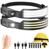 LED-Sensor-Stirnlampe, wiederaufladbare USB-LED-Stirnlampe, eingebaute Batterie, Taschenlampe für den Außenbereich, Camping, Angeln, Scheinwerfer, Laterne