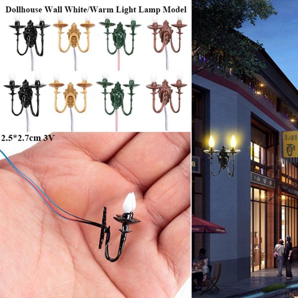 ABS Metal Material Dollhouse Wall Lamp 3V Sand Table Chandelier White/Warm Light Model