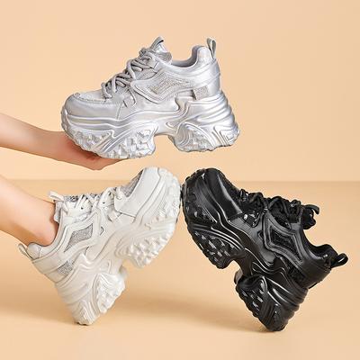 Thick Soled Dad Shoes Women's Shoes 2026 New Spring and Autumn Casual Sports White Shoes Sponge Cake