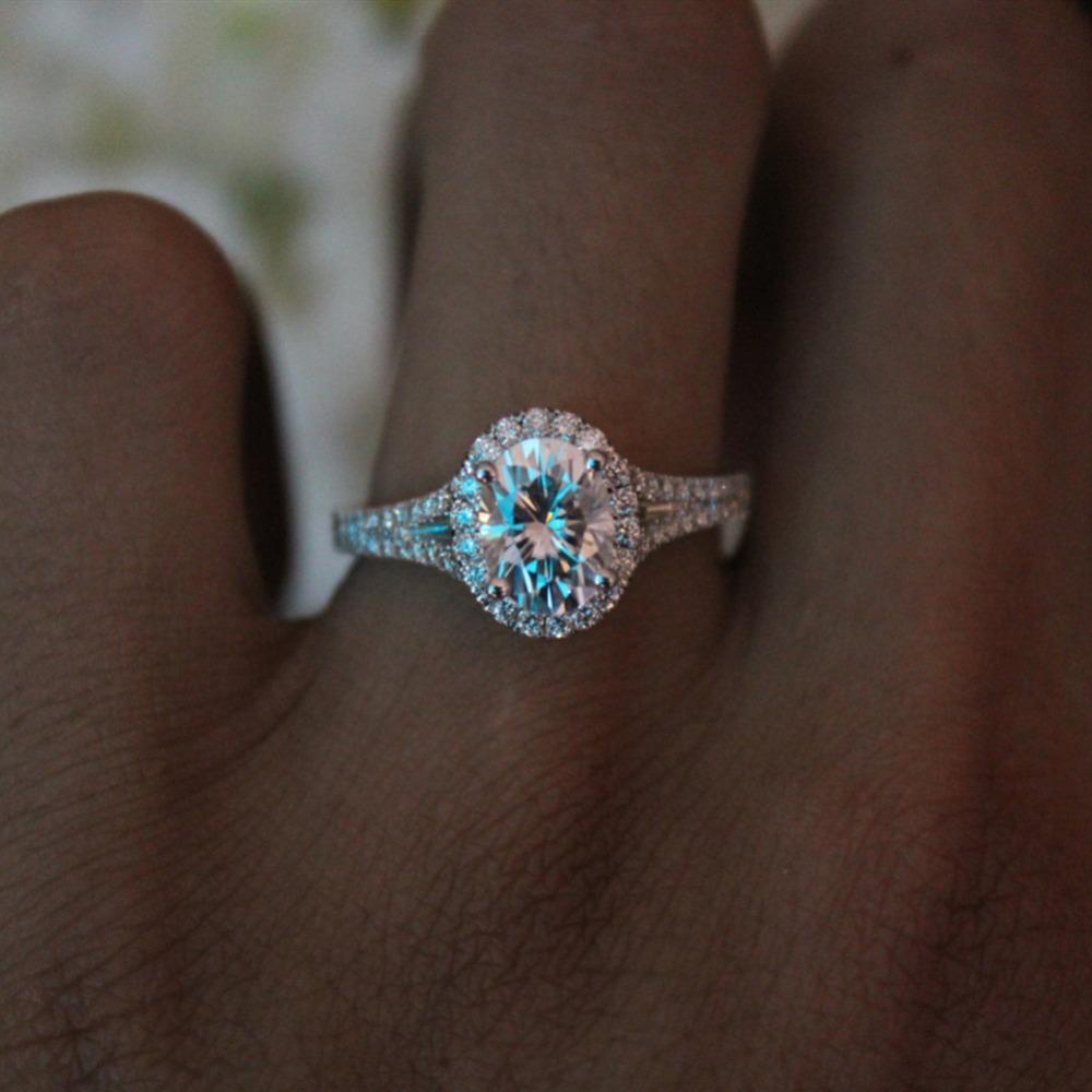 

925 Silver Plated Oval Diamond Ring for Women Simulated Zircon Engagement Wedding Jewelry No. 10 платиновий
