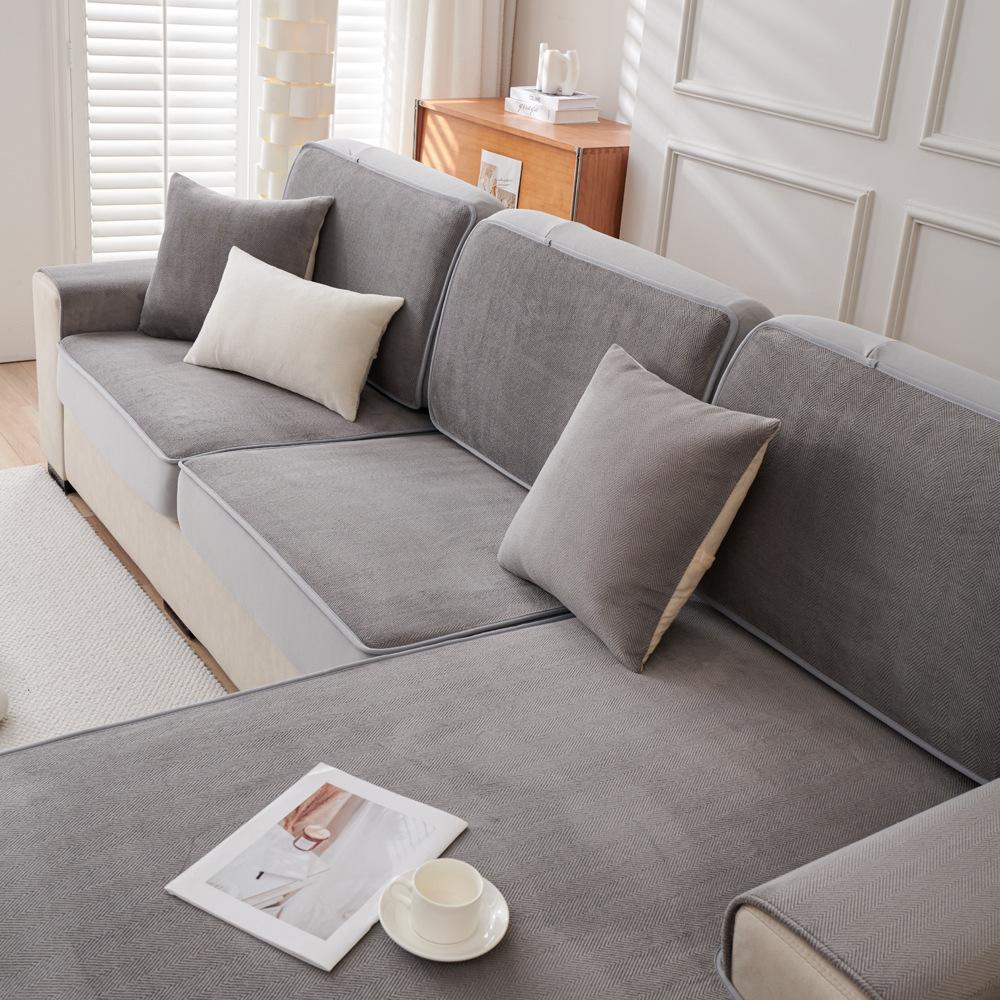 Milk Fiber Herringbone Pattern Sofa Cover All-Inclusive Universal Non-Slip Sofa Cushion Four Seasons Universal Cover Cloth