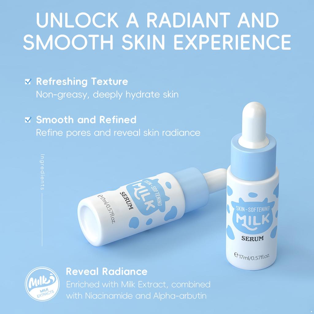 1 Stück 17 ml Feuchtigkeitsspendendes Gesichtsserum für Frauen und Mädchen Natürliche Nährende Milch-Essenz Leichte Feuchtigkeitsformel Hauterweichende Lösung für die tägliche