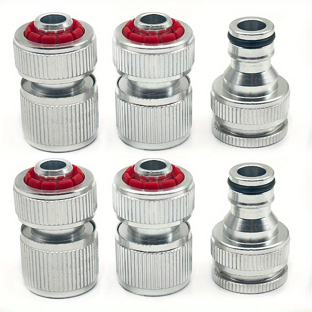 2Sets Garden Hose Aluminum Connector 1/2" Water Connector +1/2" To 3/4" Silvery Pacifier Connector Double-Mouth Internal Thread