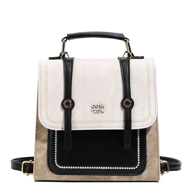 

Три способа носить ретро женский рюкзак высокого класса и маленькую квадратную сумку для женской повседневной одежды белый/чёрный