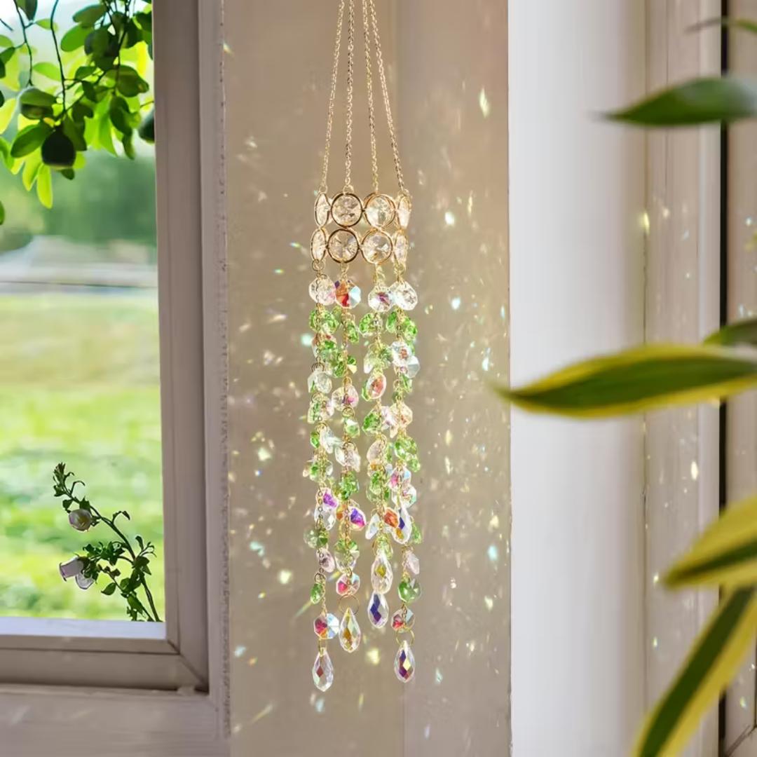 

1pc Crystal Sun Catcher Prism, suitable for window star-shaped chandeliers, transparent hanging crystals, suitable for garden, c зелений