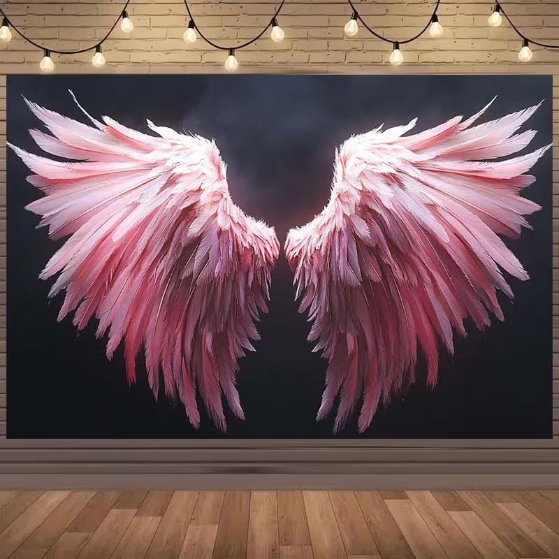 

2D Pink Gradient Feather Angel Wings Backdrop with Dark Background 47.2x31.5inch/120*80cm