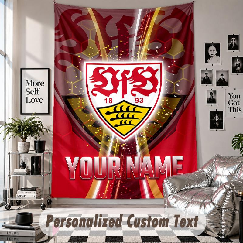 Wandbehang-Wandteppich mit individuellem Namen & Text, VfB Stuttgart FC Dekorativer Wandteppich für Schlafzimmer
