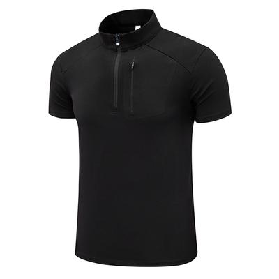 Summer Men's Stand Up Collar Quick Drying T-shirt with Half Zipper Polo Shirt, Running and Fitness Outdoor Breathable Top