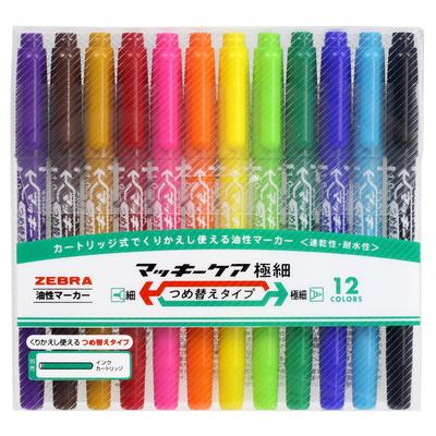 Macky Care Extra Fine 12 Oil-Based Pen, Tip, Refillable, Colors, YYTS5-12C