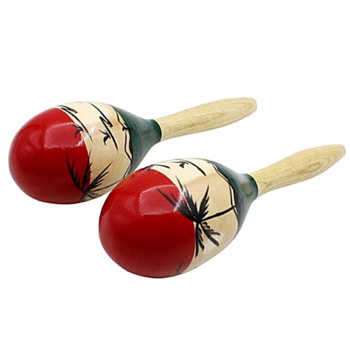 TradeWind Maracas, Latin Percussion, Wooden Shakers, Egg-Shaped, Set of 2 (Palm Tree Design), Perfect for Eurhythmics, Brass Bands, Karaoke, and Parti