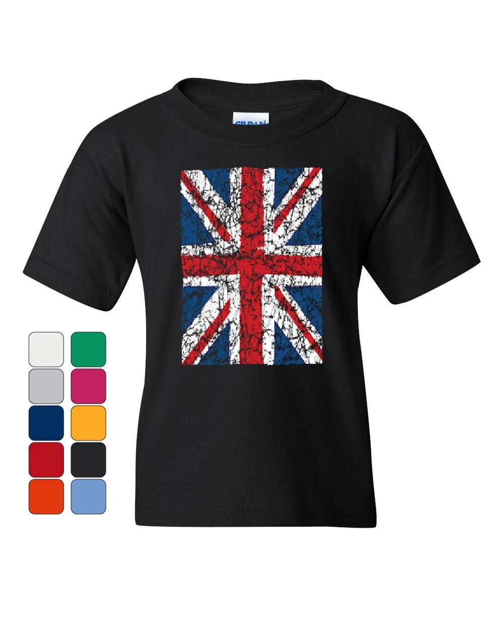 Union Jack Youth kids boys T-Shirt United Kingdom Distressed British Flag Tee 120