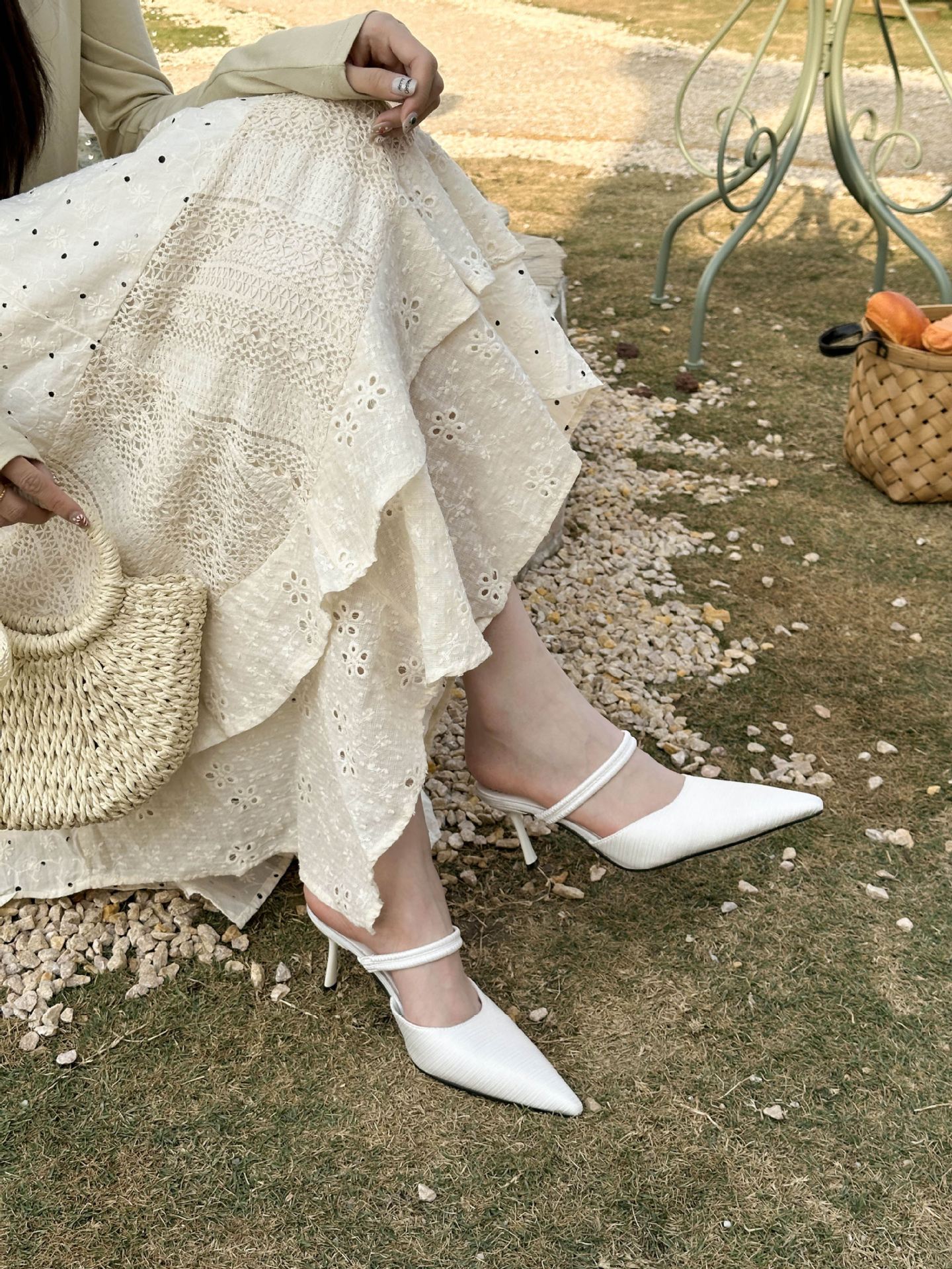 Women s Satin Pointed Toe Spring French Style Stylish Elegant Closed Toe Mules - Fashionable Footwear 35