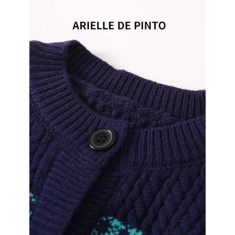 French Arielle De Pinto Boys' Denim Jacket Autumn New Fashion Color-Blocked Cardigan Sweater Top