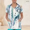 Top de uniforme de enfermera con estampado abstracto para mujer de talla grande, cuello en V, manga corta, con bolsillos delanteros