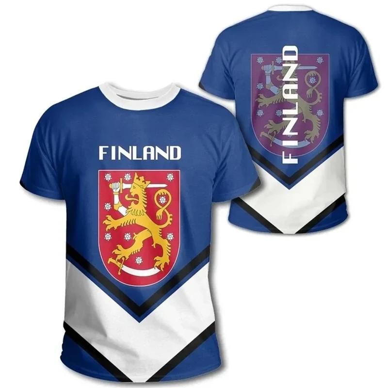 Stampa 3D Finlandia Bandiera Nazionale Emblema Uomo T-Shirt Outdoor Sportwear Casual Oversize Manica Corta Bambino T-shirt Tops Abbigliamento Uomo