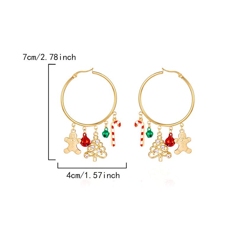 Christmas Tree Drop Earrings For Women Zircon Snowman Bell Earring Party Jewelry