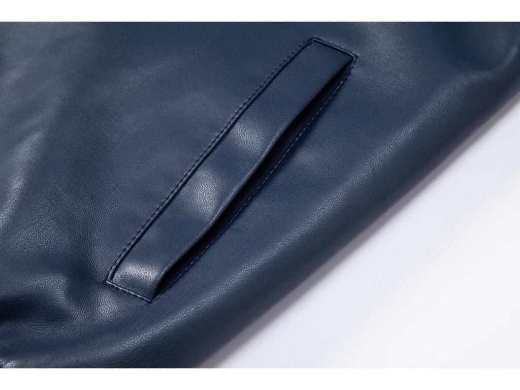 Men's PU Leather Jacket with Stand Collar - Korean Style for Autumn/Winter Casual Wear