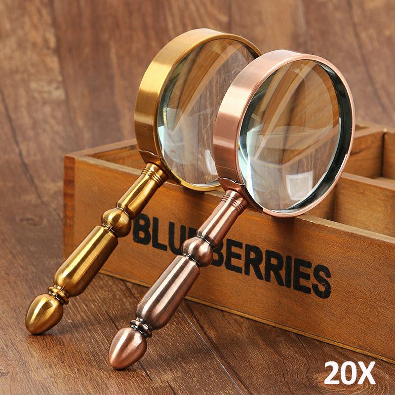 

20X Portable Retro All-Metal Magnifier Optical Magnifying Glass Jewelry Repair Loupe Antique Magnifier Seniors Reading Magnifier мідний