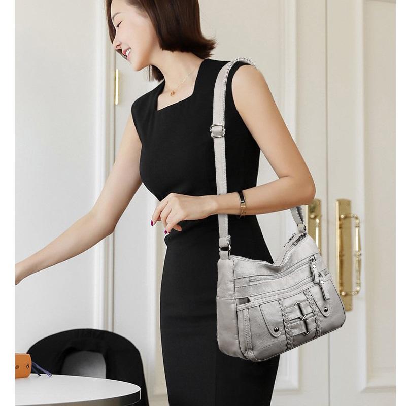 Women's Faux Leather Multi-pocket Crossbody Bag