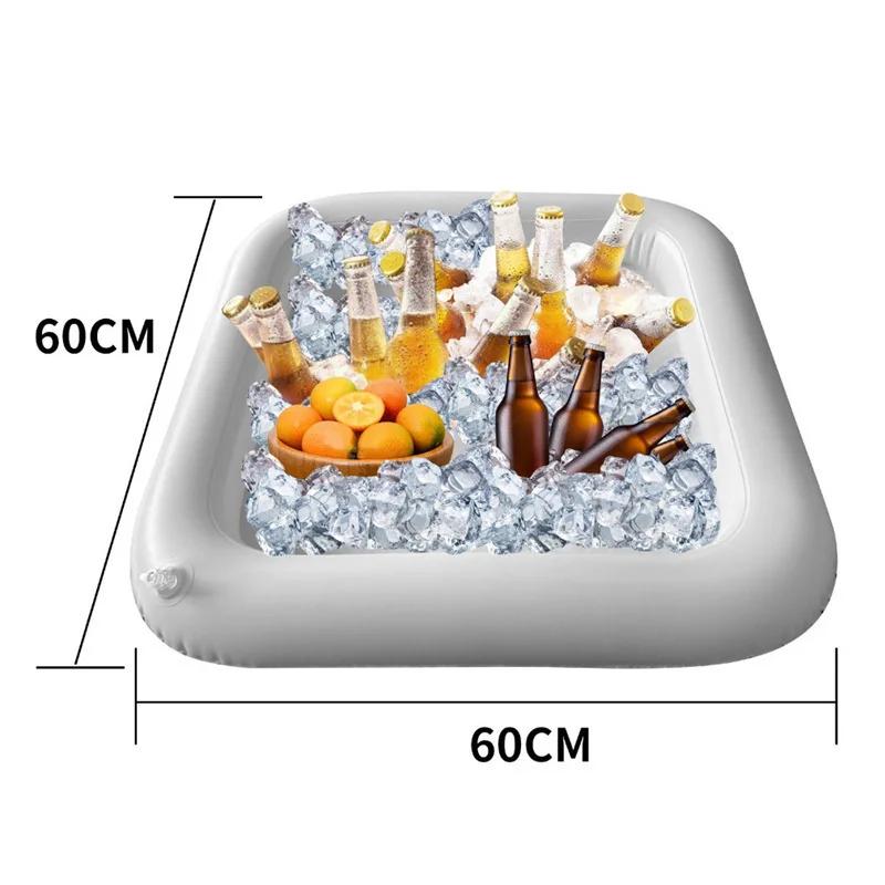 1pc Inflatable Food Tray Ice Bar For Swimming Pool Iced Porous Harmless Holder Pool Party Ice Storage Tank Fruit Beverage Bucket