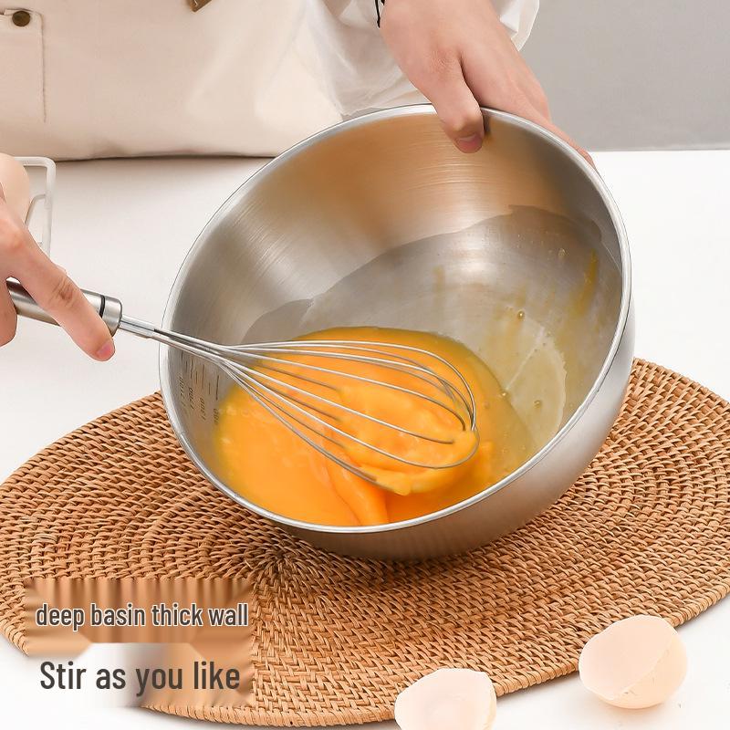 Gold Round Stainless Steel Mixing Bowl for Salad, Baking, and Egg Beating