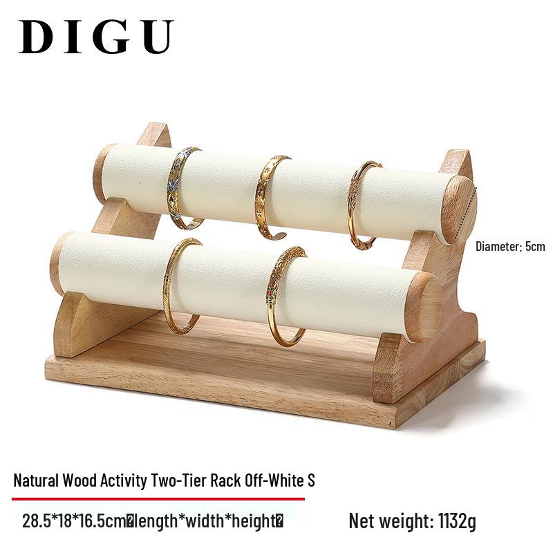 Digu Solid Wood Jewelry Display Stand: Removable Tiered Bangle & Bracelet Storage Rack