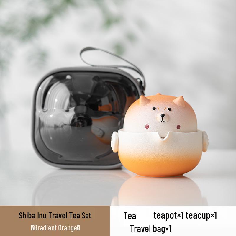 Creative Shiba Inu Ceramic Travel Tea Set - Cute Puppy Pot & Cup for Solo Brewing Other