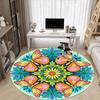 1pc Butterfly Flowers Office Round Area Rug, Under Office Chairs Bedroom Living Room Home Decor, Room Deco