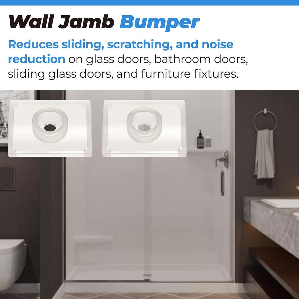 Wall Jamb Bumper for Glass Sliding Shower Doors Suitable for Shower Glass Moving Doors, Clear Shower Doors Bumper with Screws for Use with Sliding