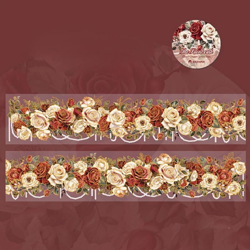 

1 Roll 2m PET Hot Stamping Tape Retro Exquisite Rose Flower Tape Landscape Collage Material DIY Photo Frame Notebook Decoration