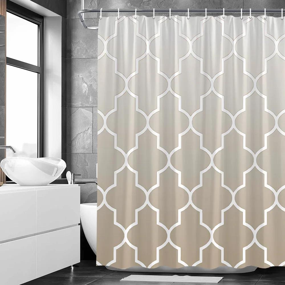 Sexy Woman White Shower Curtains Highland Cow Palm Leaf Ink Flower Bird Polyester Fabric Washable Bathroom Decor Bath Curtain