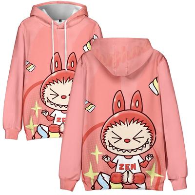 Nové mikiny LABUBU Streetwear Kreslené tištěné mikiny s kapucí Pánské Dámské Cosplay Sportovní pulovry