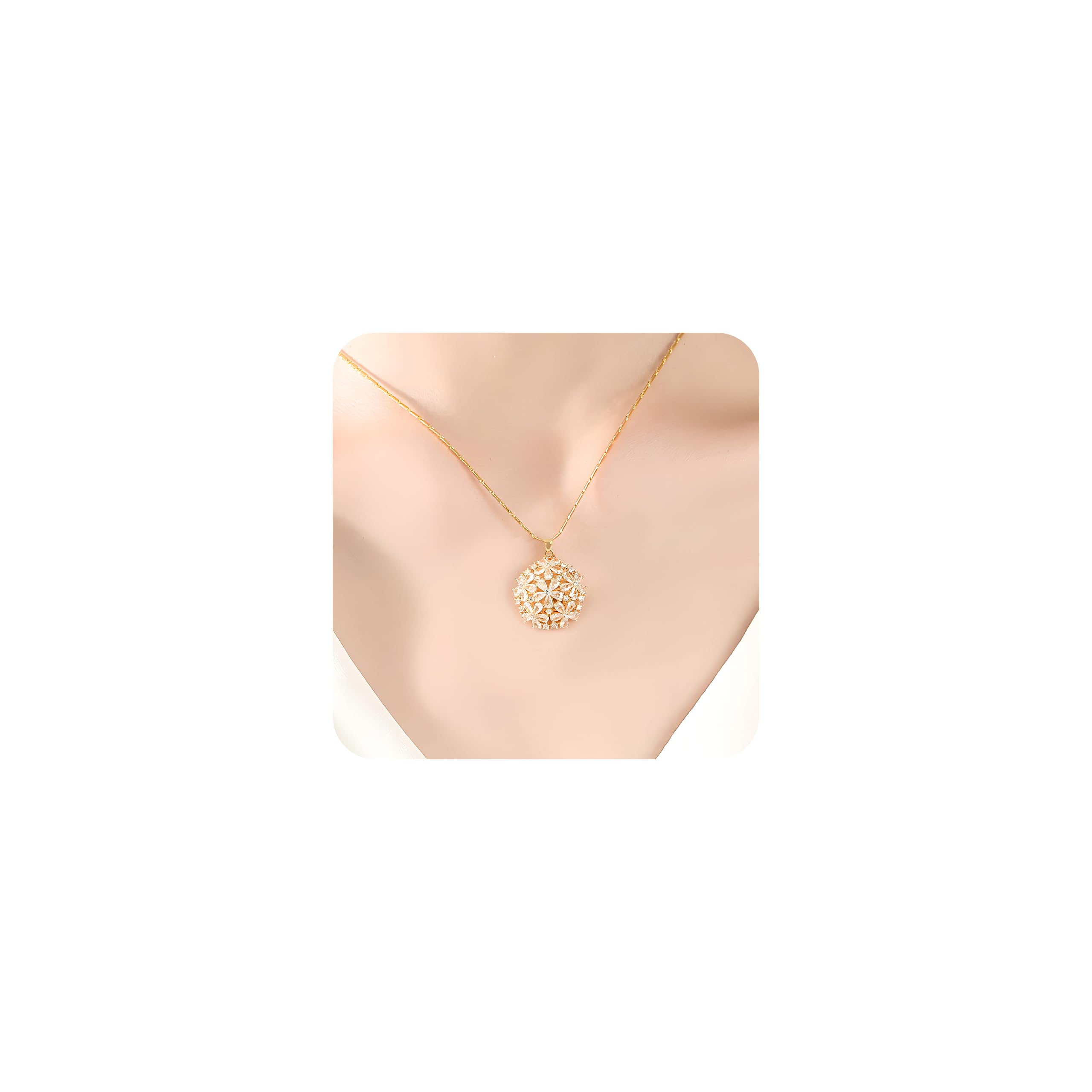 

[Tessalyn] Natural Crystal Flower Pendant Necklace for Women