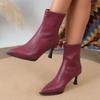Herbst Winter Weiches Leder High Heels Spitzschuh Dünne Absätze Stiefel Reißverschluss hinten Damen Stiefeletten Schuhe
