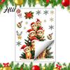 No Glue Window Decor Christmas Static Clings, Orange Cat Tree Glass Stickers, Santa Hat Kitten Festive Decals Xmas Decals, Reusable Holiday for Home &