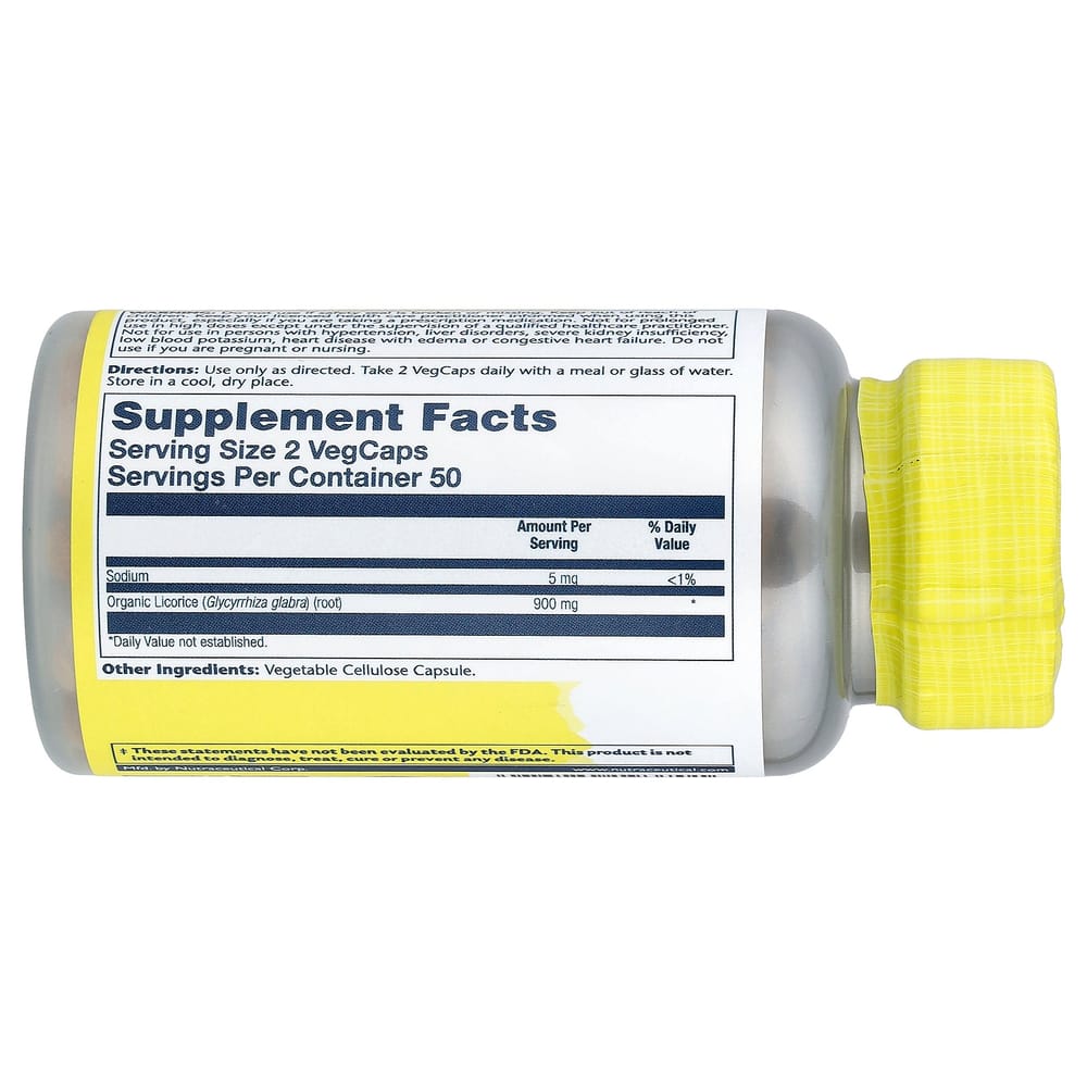 Solaray Licorice Root 900mg Veggie Capsules, 100 Count (450mg per Capsule)