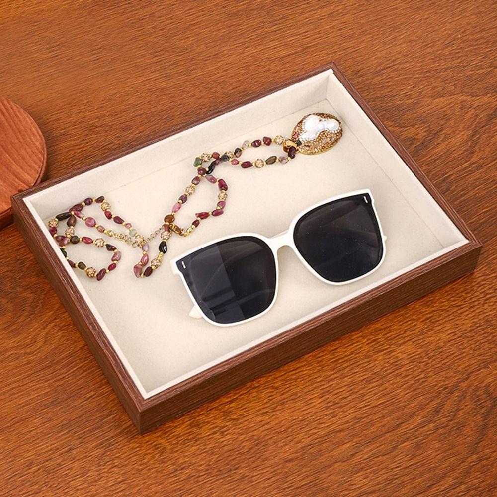 Large Capacity Wood Grain Jewelry Tray Small Size Stackable Jewelry Boxes  Earrings Organizer