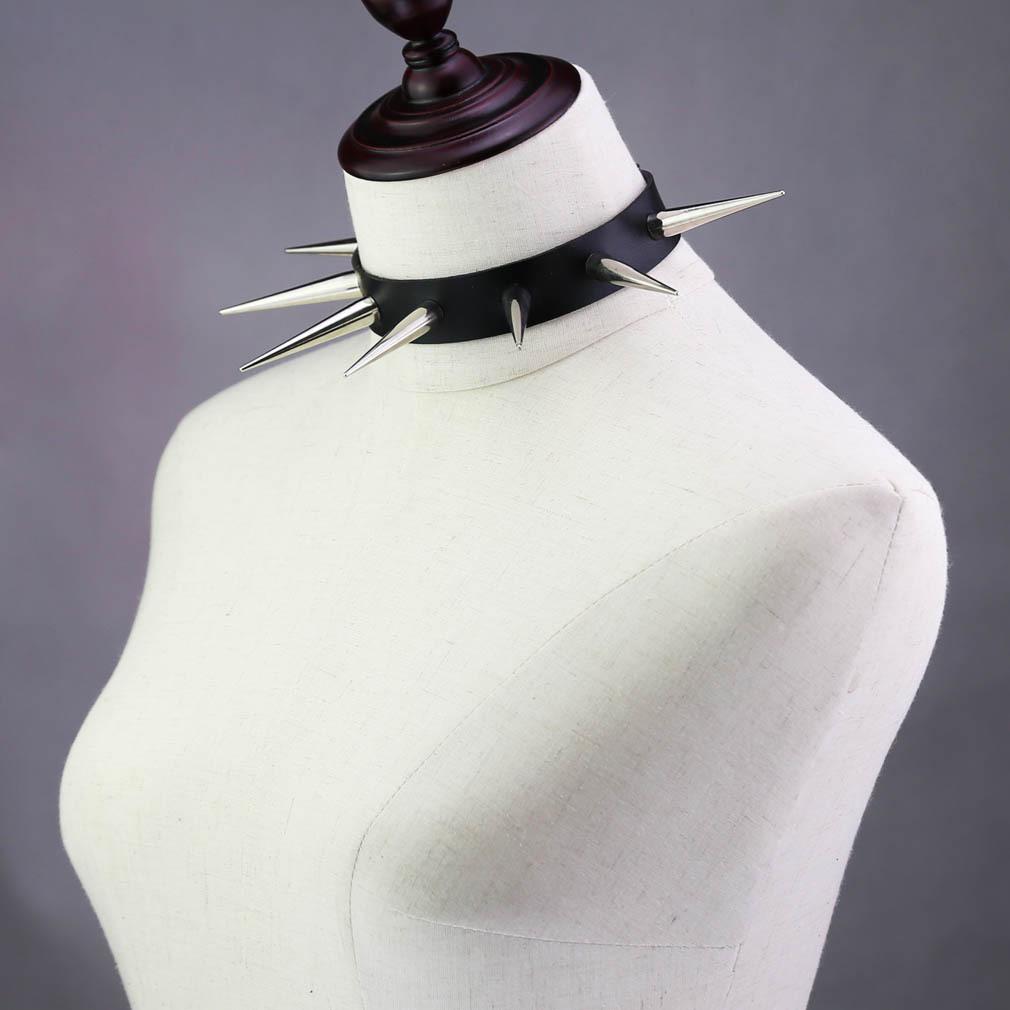 European Unisex Gothic Punk Rivet Spike Leather Choker