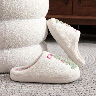 Hot Sale Bow Christmas Tree Cotton Slippers Autumn and Winter Warm Christmas Home Non-slip Hair Slippers New