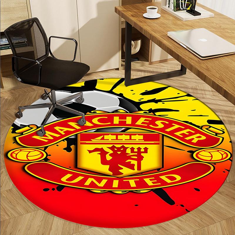 Tappeto Rotondo con Motivo Manchester United F.C, Tappetino da Interno/Esterno, per Picnic, Sala Giochi, Camera da Letto, Ufficio, Soggiorno, Tappeto Decorativo per la Casa, Regalo di Compleanno