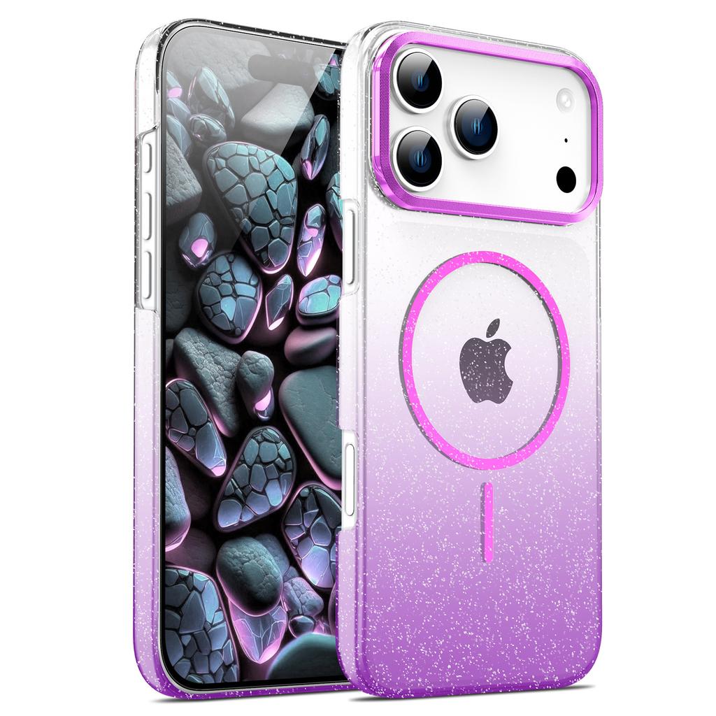 Applicable To Apple 17PROMAX Gradient Flashing Powder Magnetic Suction Phone Case IPhone 16 Advanced Sense 15 Anti Fall Protection Case
